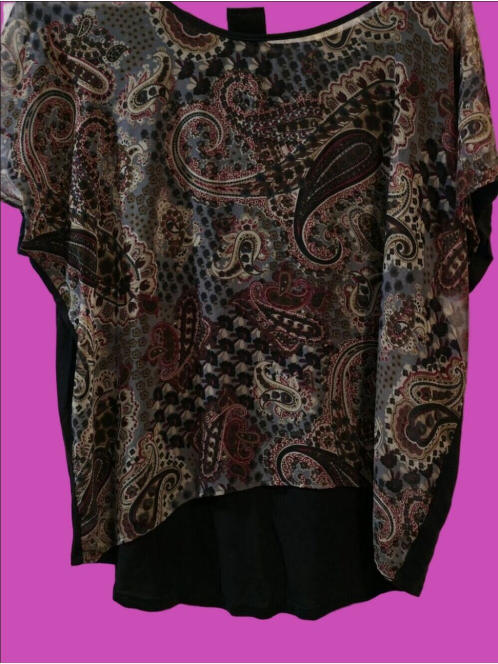 4/$67 Deal! Vintage Multicolor Paisley Short Sleeve Blouse